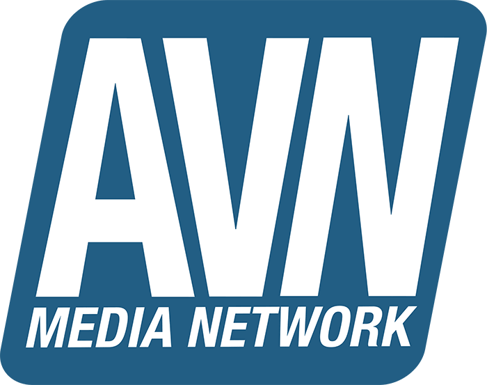 AVN Media Network Logo - White uppercase sans-serif type inside muted blue square with round corners