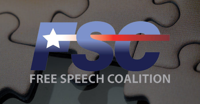 Free Speech Coalition Logo over image of puzzle pieces