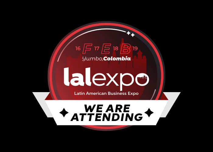 2020 Latin America Adult Business Expo logo - red circle with with white banner