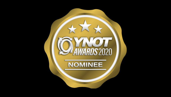 Gold YNOT nominee seal on black background