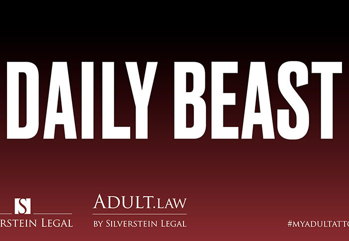 Graphic Showing White Daily Beast Logo With White Serif Type Below Over Black And Red Gradient