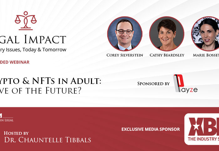 Legal Impact Logo With Black And Serif Type With Headshots And Red Color Block And Textured Background