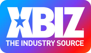 XBIZ Logo - White sans-serif type inside blue-red gradient