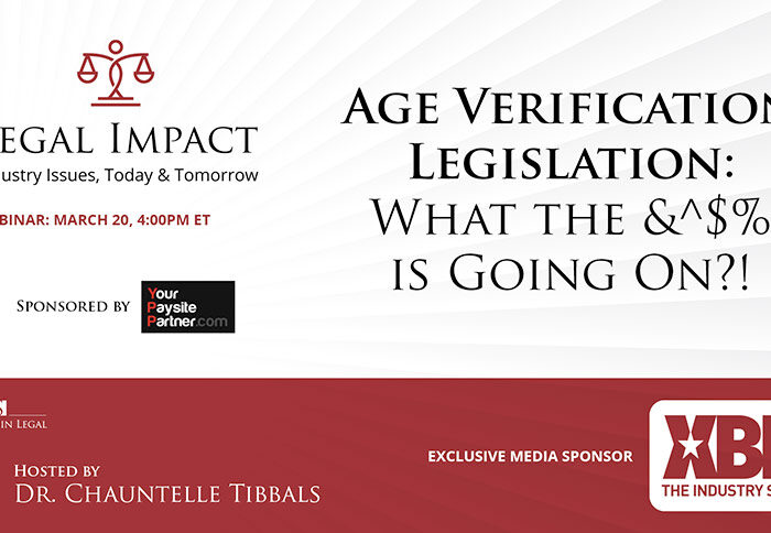 Legal Impact Logo With Black And Serif Type And Red Color Block And Textured Background