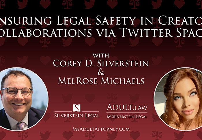 Graphic Showing Headshots Of Corey Silverstein And MelRose Michaels With White Serif Type Over Black And Red Gradient