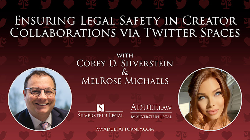 Graphic showing headshots of Corey Silverstein and MelRose Michaels with white serif type over black and red gradient