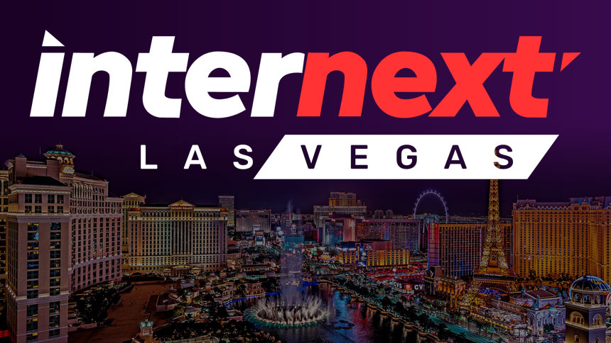 Internext Las Vegas logo over photo of Las Vegas at night