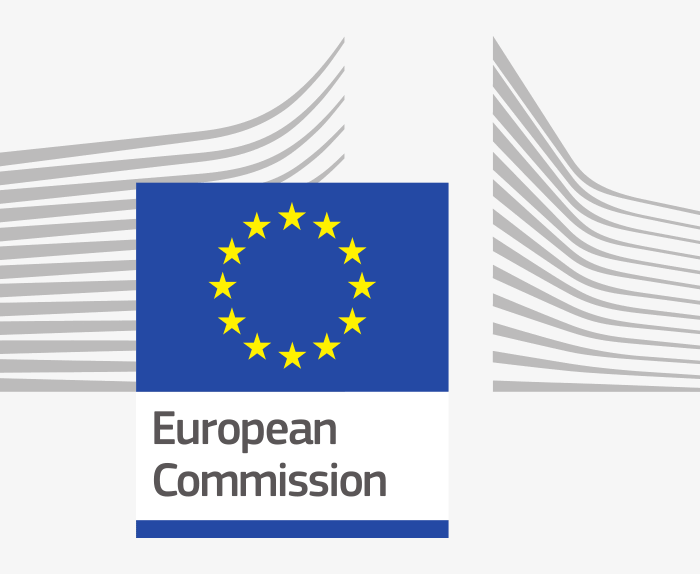 European Commission Logo - Dark gray sans-serif type with blue and yellow EU flag