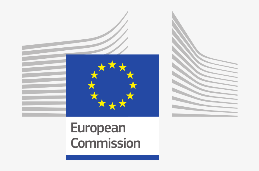 European Commission Logo - Dark gray sans-serif type with blue and yellow EU flag