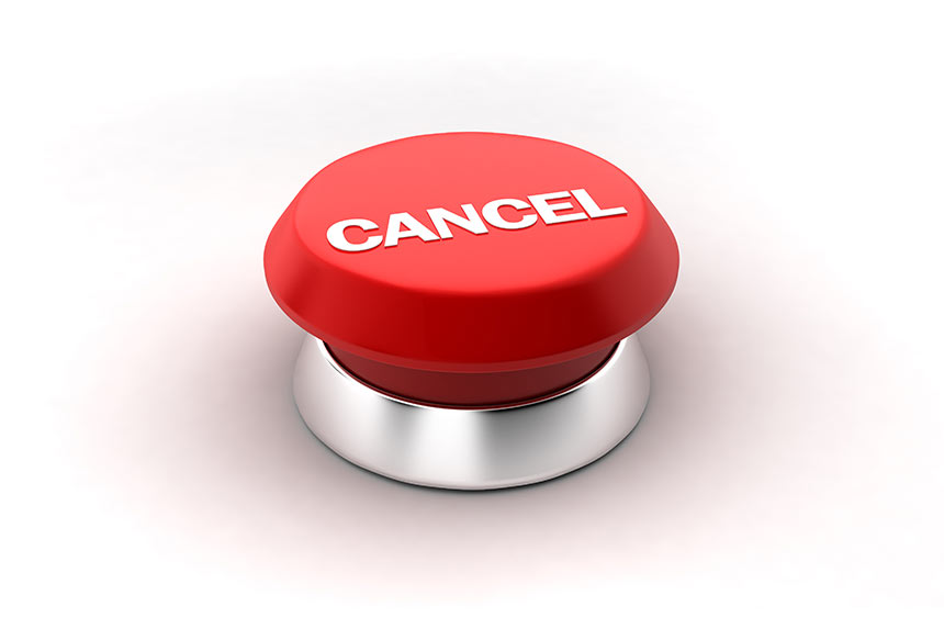 Bright red cancel button