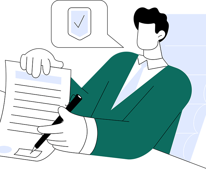 Illustration of a man signing a contract