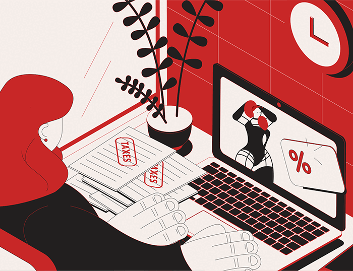 Illustration showing a person looking at porn on a laptop