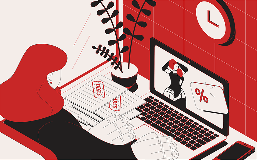 Illustration showing a person looking at porn on a laptop