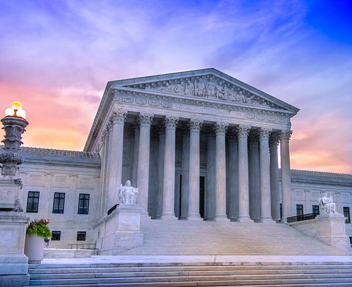 Photo of the U.S. Supreme Court building at sunrise