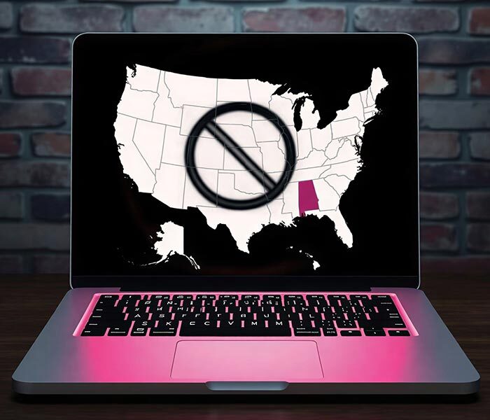 Photo of a laptop with United States map on screen
