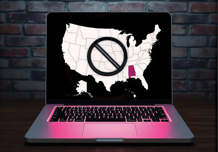 Photo of a laptop with United States map on screen